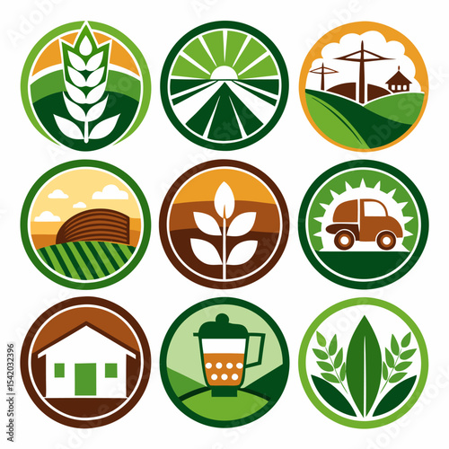 Eco-friendly vector icons set with leaf symbols for ecology and environment design like recycle and green energy