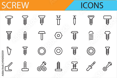 Complete Set of Industrial Screws, Bolts, and Nuts for Repair and Construction