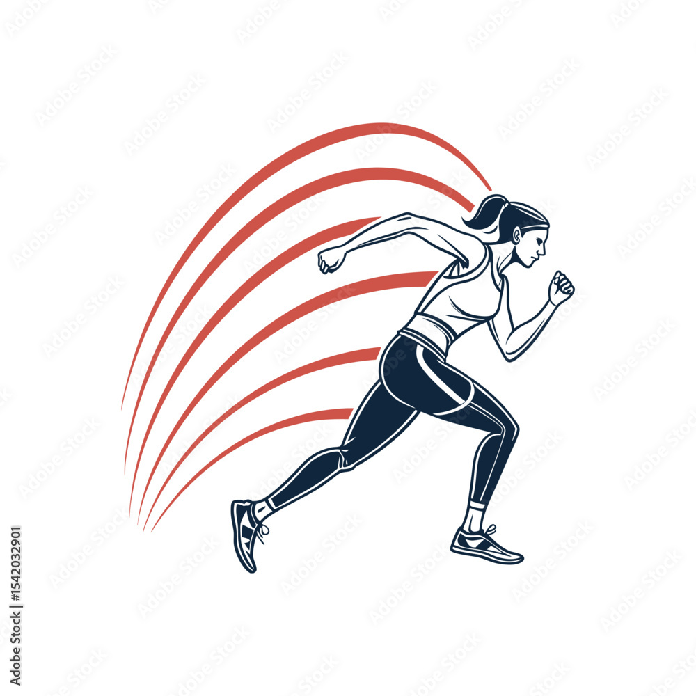 Obraz premium Abstract Running Man with Motion Lines and Futuristic Energy Effect