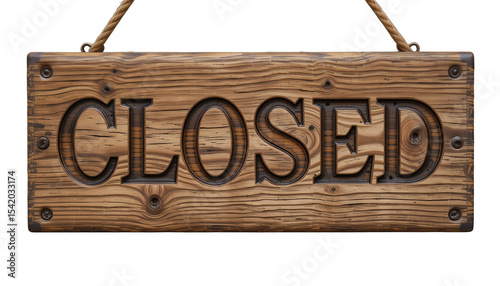 VIntage wooden CLOSED sign in transparent png