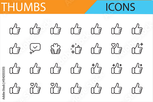 Set of Thumbs Up, Like, and Feedback Icons in Vector Style