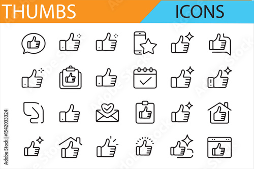 Vector Thumbs Up and Positive Symbol Icons for Communication and Media