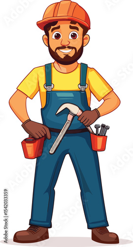 cartoon builder with clipboard