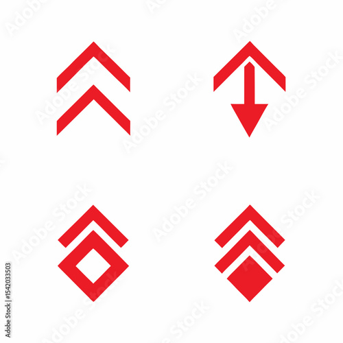 Red Upward Arrow Vector Icons Growth Direction Symbol Design Pack.