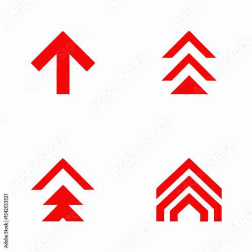 Red Upward Arrow Vector Icons Growth Direction Symbol Design Pack.