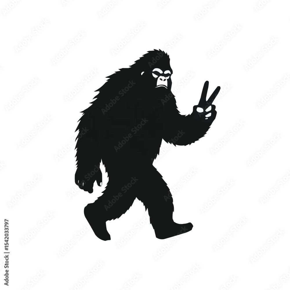 Fototapeta premium Yeti or Bigfoot with Peace Sign