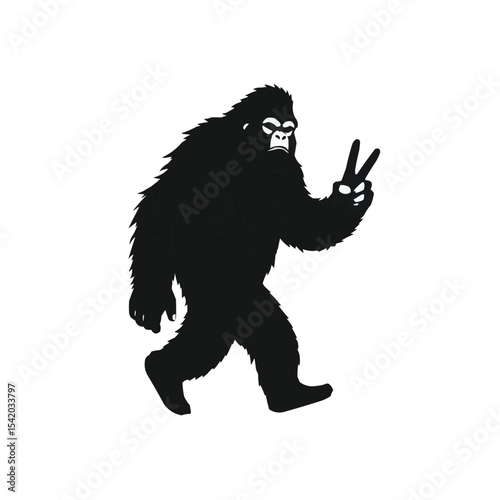Yeti or Bigfoot with Peace Sign