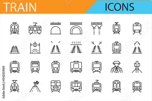 Collection of Train and Rail Transport Icons in Vector Format