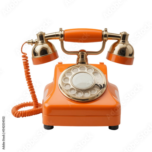 old viintage orange rotary phone