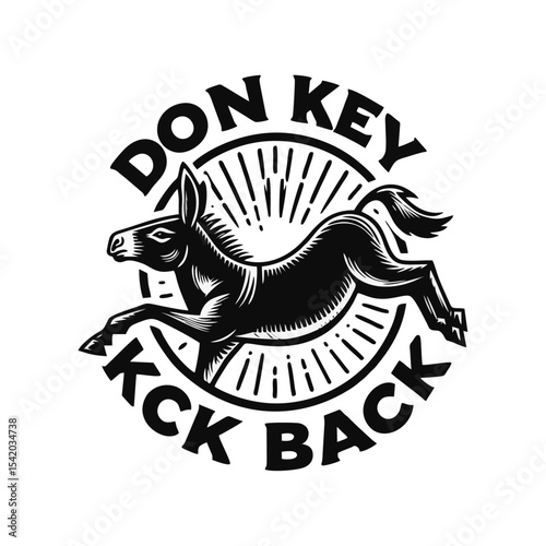 Donkey engrave illustration logo icon design