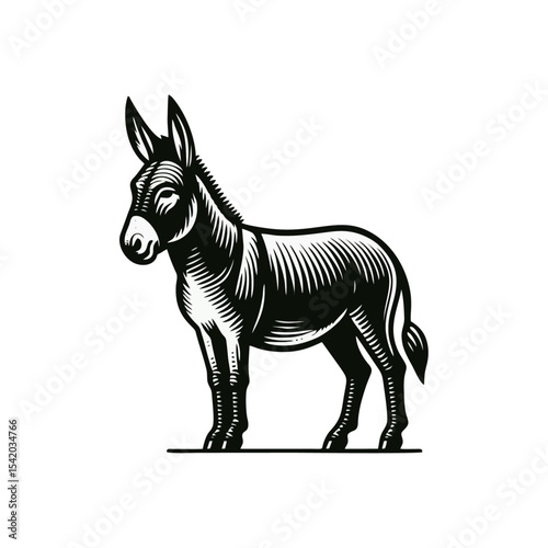 Donkey engrave illustration logo icon design