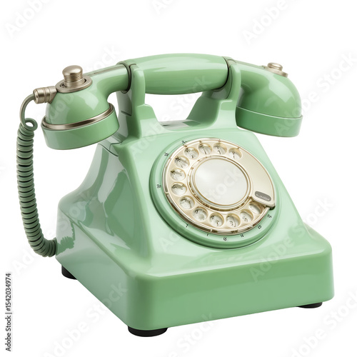 old viintage green rotary phone