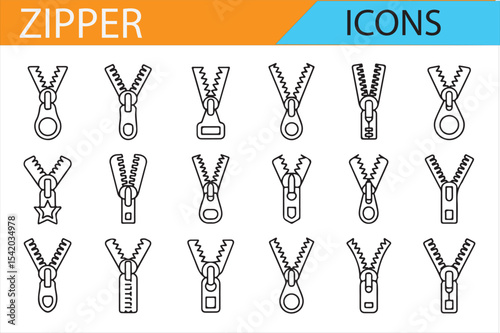 Collection of Zipper Symbols for Fashion and Textile Industry