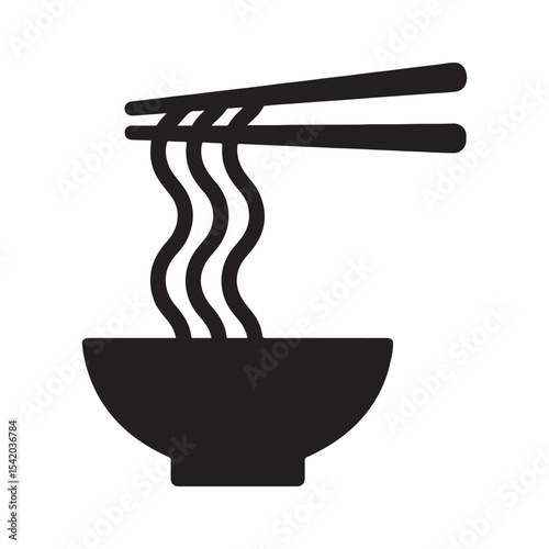Noodles silhouette icon vector illustration on white background. Noodles food symbol design.