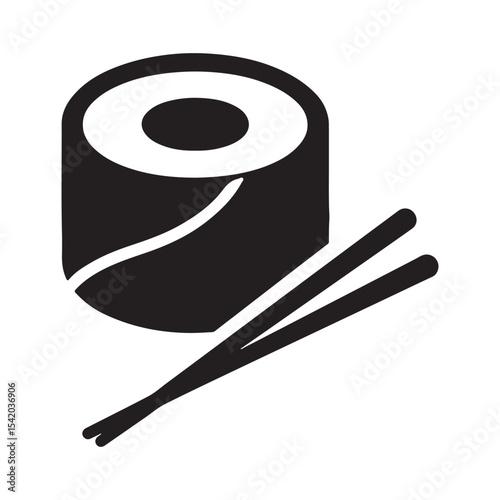 Sushi silhouette icon vector illustration on white background. Sushi symbol design.