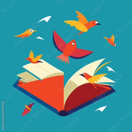 floating book turning into birds 