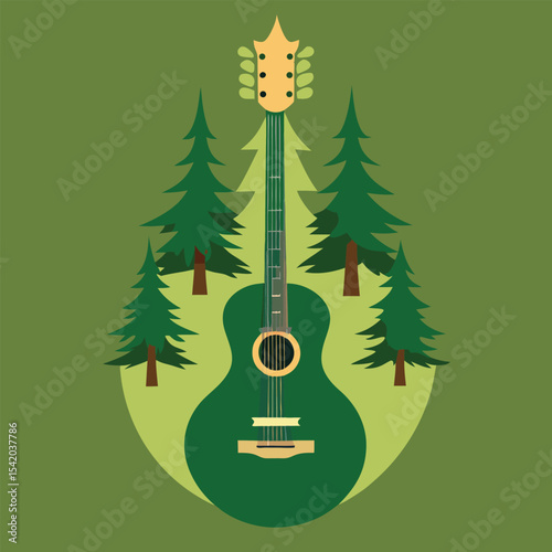 guitar shaped like  forest trail