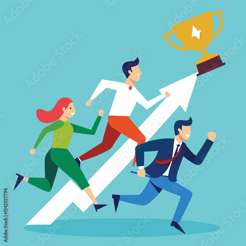 businessman running to success
