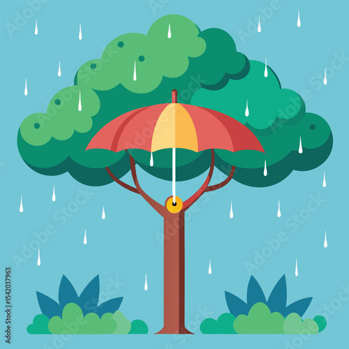 tree canopy as  umbrella  i rain 