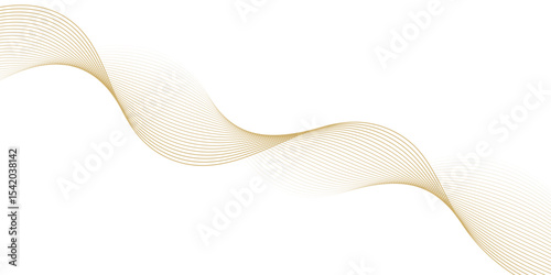 Luxury abstract gold wavy line pattern (guilloche curves) with copy space. Elegant golden color smooth gradient on white background eps10