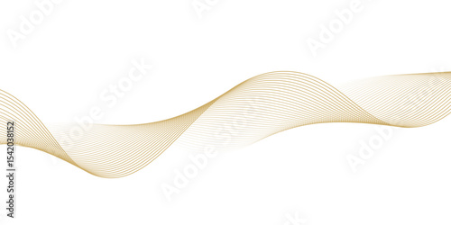 Luxury abstract gold wavy line pattern (guilloche curves) with copy space. Elegant golden color smooth gradient on white background eps10