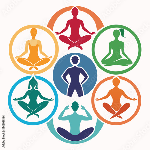 Fitness Yoga Pose Logo: Minimalist Vector Design in EPS Format, Symbolizing Wellness, Balance, and Healthy Lifestyle.