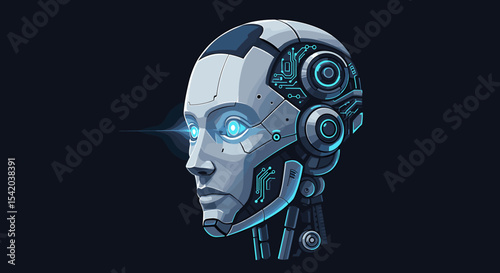 Futuristic robot head profile view