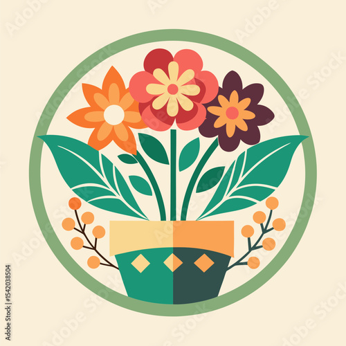 Flower Shop Bouquet Logo: Elegant Vector Design in EPS Format, Symbolizing Floral Retail, Beauty, and Gifting.