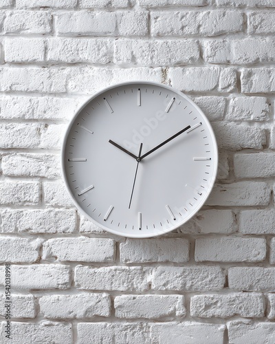 Wallpaper Mural Minimalist White Wall Clock on Rustic Brick Background for Modern Interior Design Inspiration and Decoration Ideas Torontodigital.ca