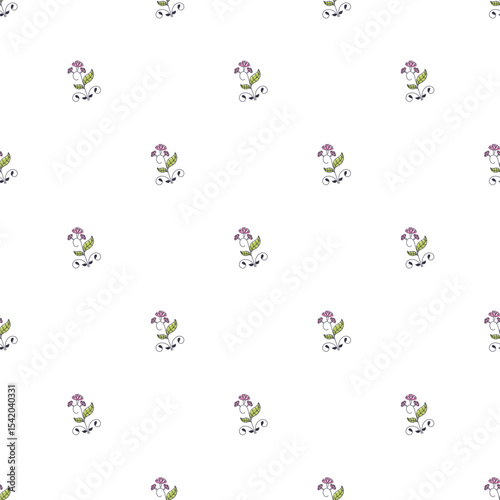 Wallpaper Mural Seamless Pattern Featuring Small Floral Designs on a White Background Torontodigital.ca