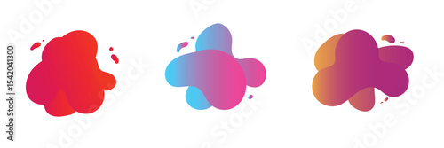 Abstract shapes design fluid background elements vector or colorful liquid creative geometric splashes figures isolated white backdrop modern trendy illustration 