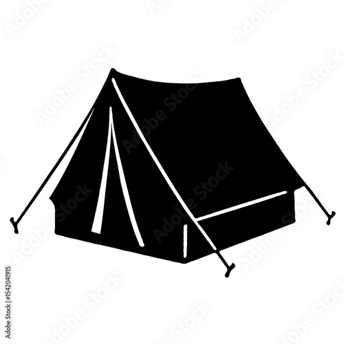 Tent Icon in Black Style Hunting Symbol Vector Illustration Isolated on White Background