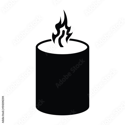 Candle Silhouette. Black and White Icon Design Elements on Isolated White Background