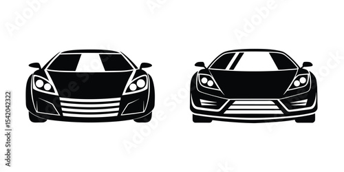 Modern look at an aerodynamic sports car accelerating ahead Silhouette on White Background