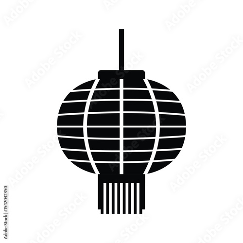 Chinese Lantern Silhouette. Black and White Icon Design Elements on Isolated White Background