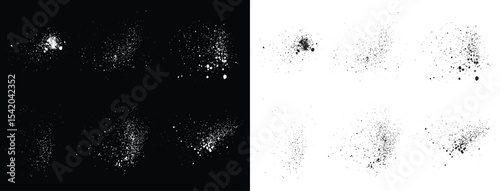 Set of paint ink black and white grunge blood splatter vector background