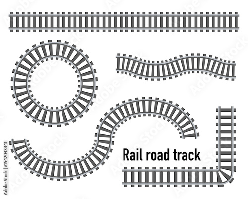 デフォルメされた線路のイラストセット