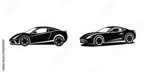 Symbol of a Sporty Sports Car Skimming the Pavement from Low Angle Silhouette on White Background