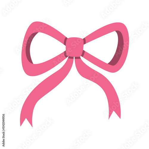 Pink Decorative Ribbon Bow Isolated on White Background – Simple and Elegant Illustration for Holiday Greeting Cards, Gift Wrapping, Feminine Projects, and Festive Graphic Design Elements