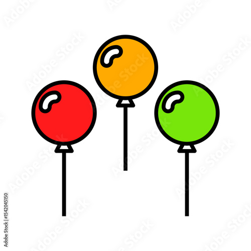 Balloon icon line and flat birthday baloon sign. Celebration, internet concept. ballon icon vector symbol logo illustration line editable stroke flat design style isolated on white
