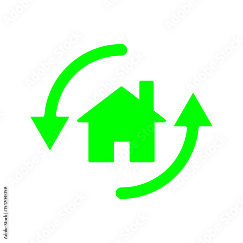 Real Estate Investment with Circular Arrows and Dollar Signs Representing Property Cash Flow
