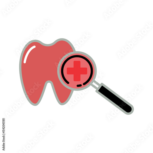 Dental check up line icon, stomatology and dental, magnifying sign vector graphics, isolated on white background. vector illustration

