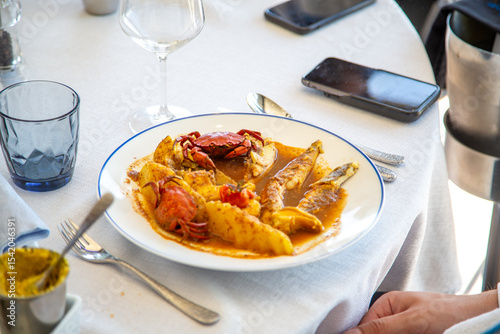 Tableau sur toile Bouillabaisse, a traditional fish soup from the south east of France
