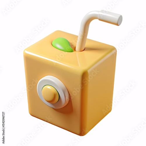 Cartoon juice box with straw isolated on white background