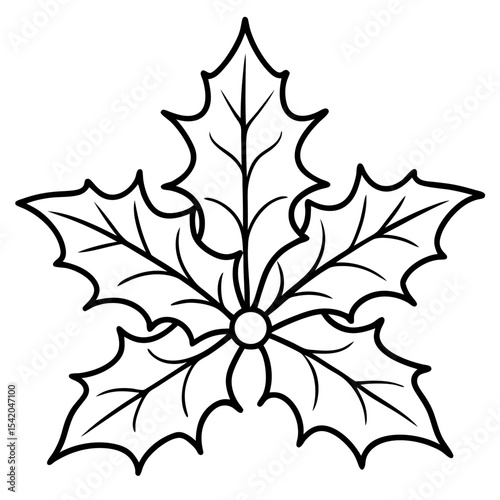 Holly Leaves line art vector