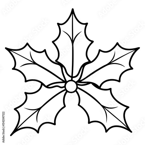 Holly Leaves line art vector