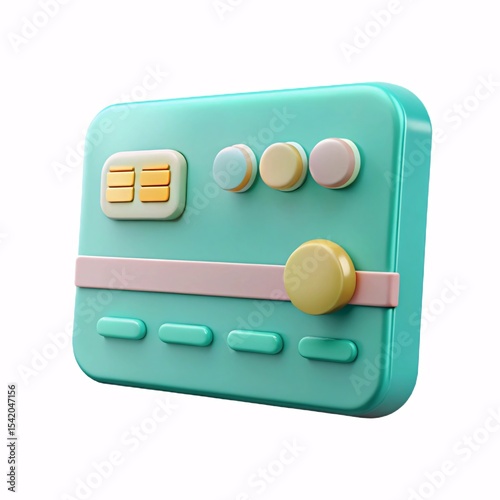 Cartoon credit card icon isolated on white background