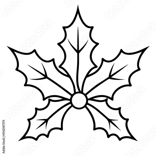 Holly Leaves line art vector