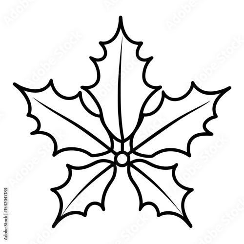 Holly Leaves line art vector