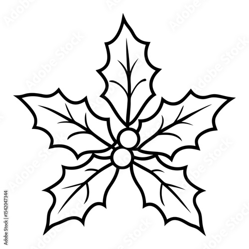Holly Leaves line art vector